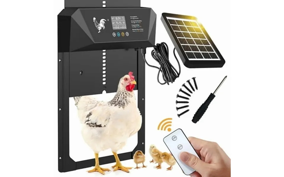Solar Automatic Chicken Coop Door With Lcd Screen Light Sensor Timer & Remote Control