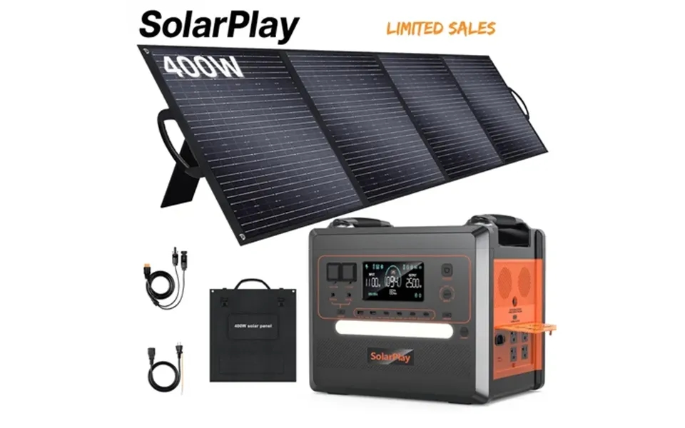 Solarplay Portable Power Station 2500w 2304wh Large Capacity Solar Generator With 400w Solar Panel 4 Ac Outlets 5000w Pe