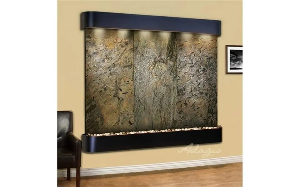 Solitude River-round-blackened Copper-green-natural Slate Wall Fountain