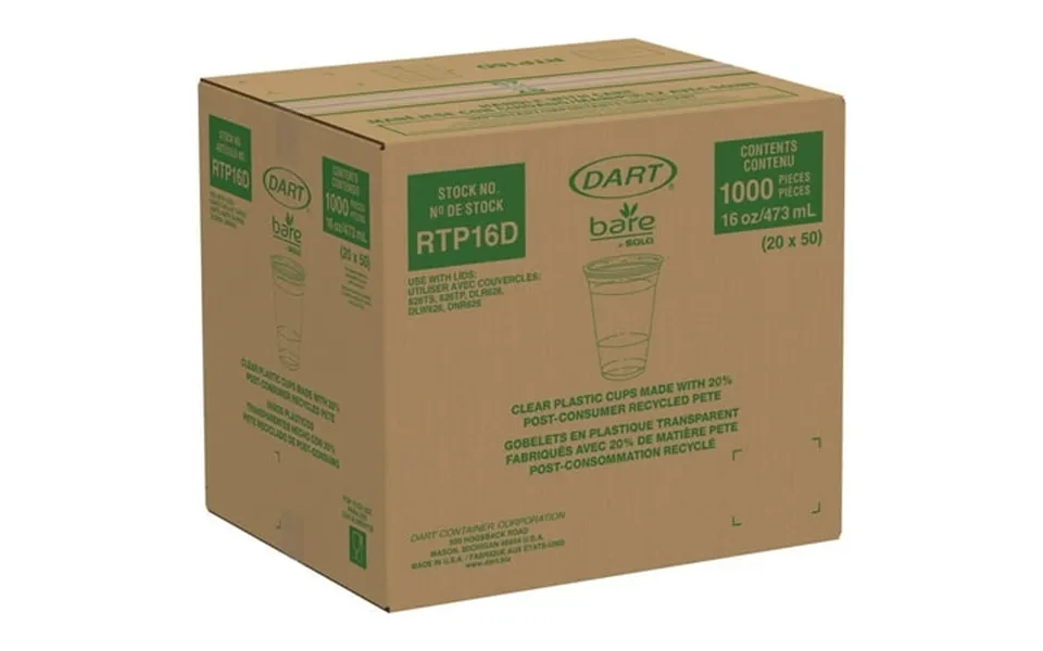 Solo Disp Cold Cup 16 Oz Clear Pk1000 Rtp16dbare