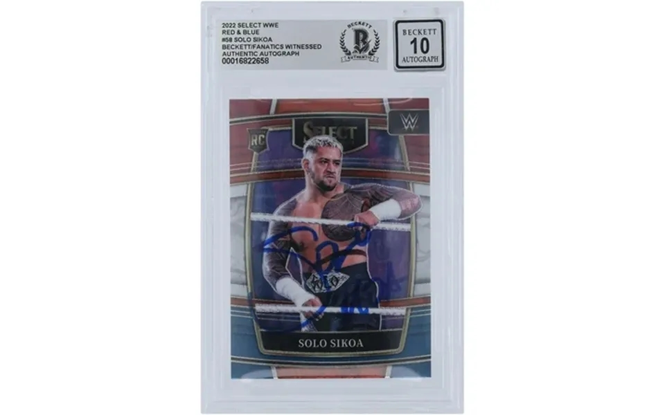 Solo Sikoa Wwe Autographed 2022 Panini Select Red & Blue 58 Beckett Fanatics Witnessed Authenticated 10 Rookie Card - Fa