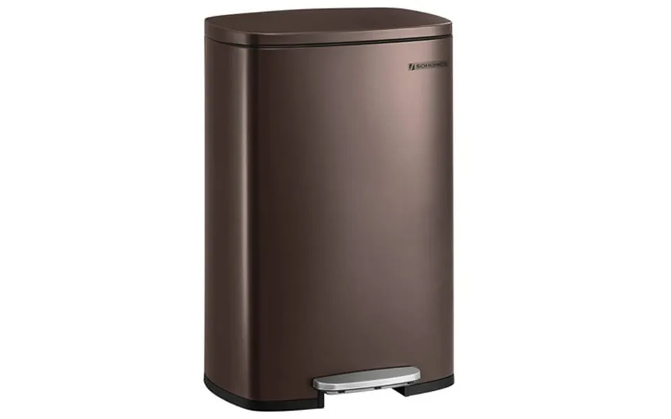 Songmics Kitchen Trash 13.2 Gallons 50l Garbage Can Pedal Rubbish Bin With Plastic Inner Bucket Brown