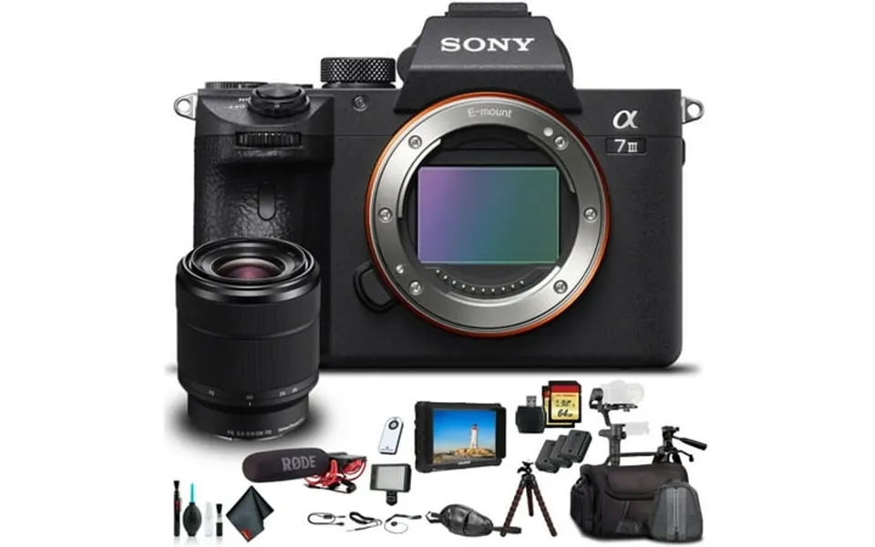 Sony Alpha A7 Iii Mirrorless Camera W 28-70mm Lens 2x Extra Batteries Rode Mic Led Light 2x 64gb Cards Monitor And More