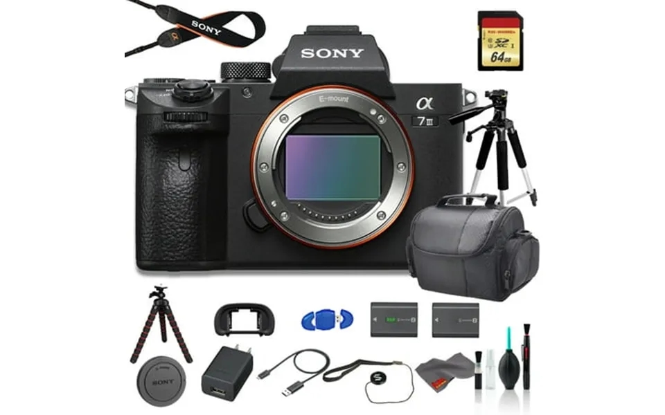 Sony Alpha A7 Iii Mirrorless Digital Camera Body Only Bundle - With Bag Tripod Extra Battery 64gb Memory Card Memory Car