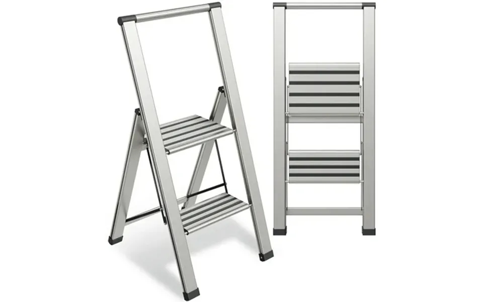 Sorfey 2-step Folding Step Ladder Aluminum Foldable Step Stool Step Platform