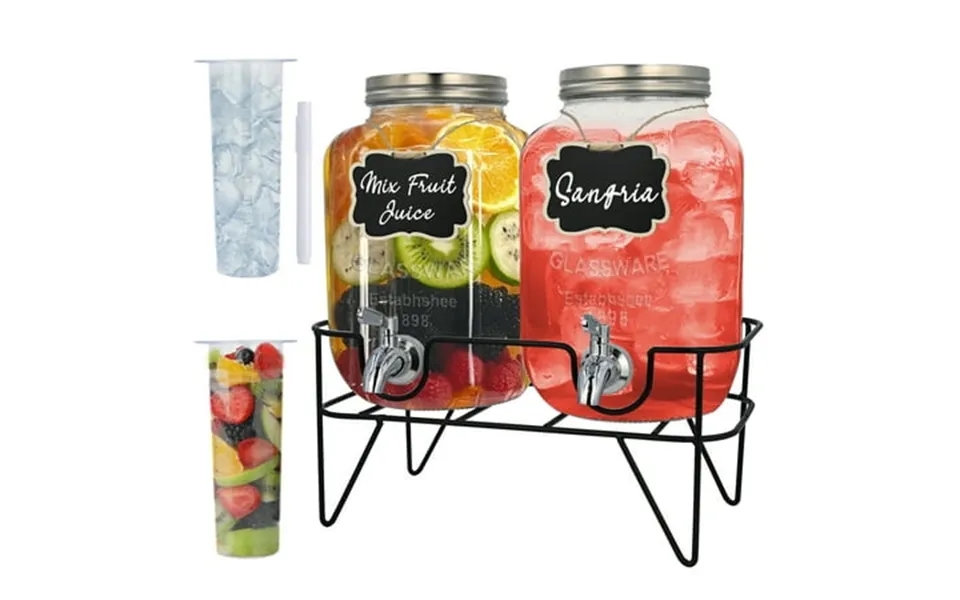 Soulgenix 2 Gallon Glass Drink Dispenser Set Drink Dispensers For Parties Beverage Dispenser With Stand And Stainless St