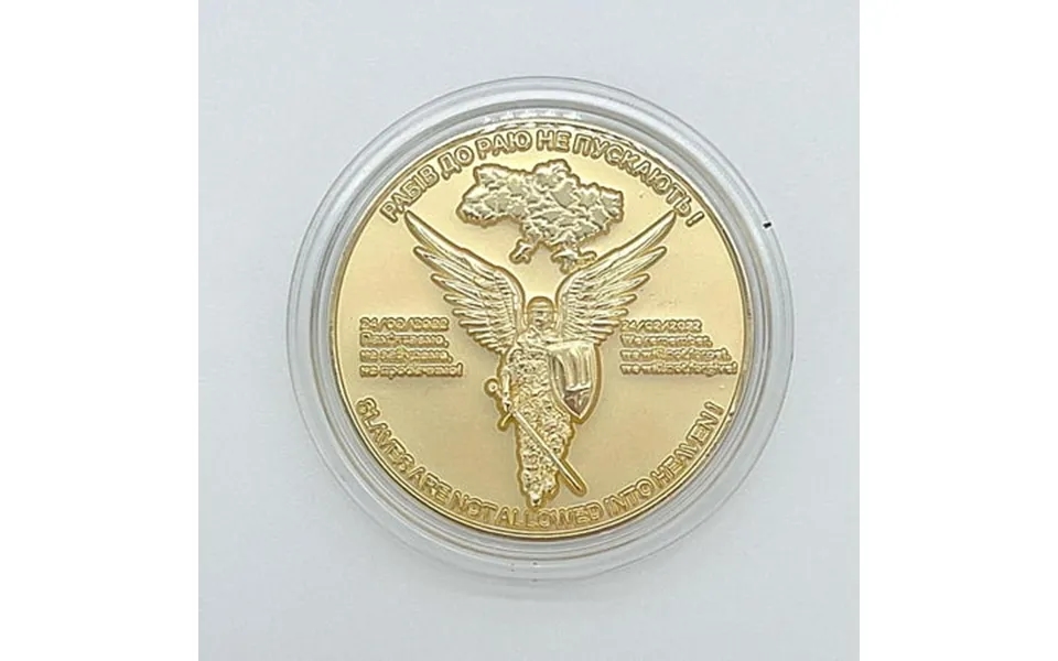 Souvenir Defender Of Ukraine Freedom Medal Gold Color Military War 2022 Year