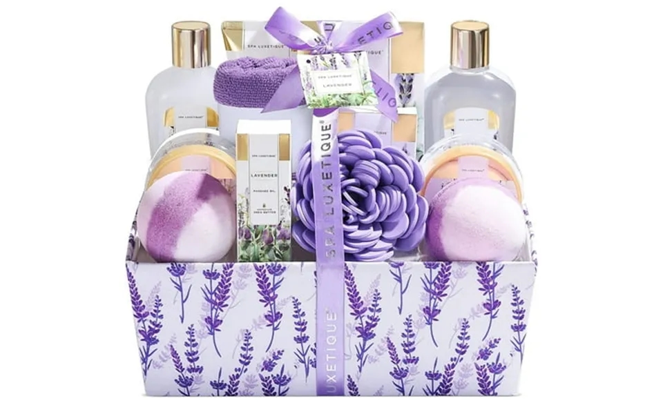 Spa Luxetique Gift Sets For Women - 12 Pcs Lavender Bath Baskets Beauty Birthday Holiday Gifts For
