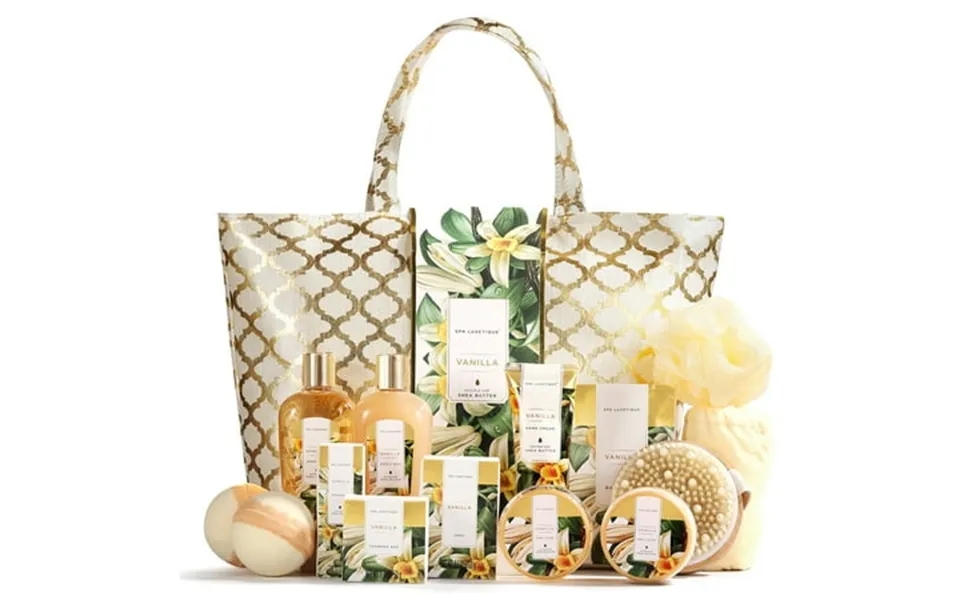 Spa Luxetique Gift Sets For Women - 15 Pcs Vanilla Scent Birthday Holiday Mothers Day Gifts Bath Baskets For