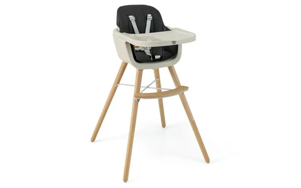 Spaco 3-in-1 Convertible Wooden High Chair With Cushion-black Compact And Portable High Chair Foldable High Chair High C