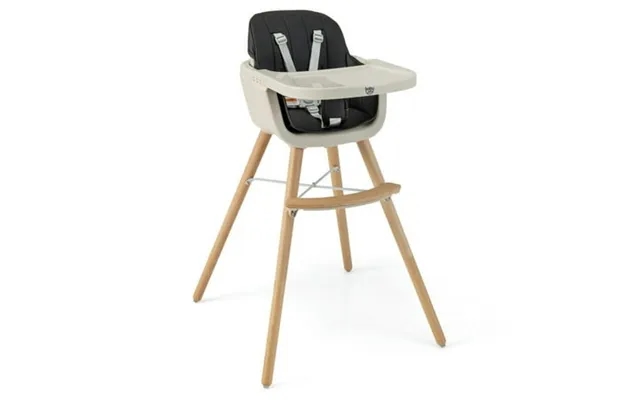 Spaco 3-in-1 Convertible Wooden High Chair With Cushion-black Compact And Portable High Chair Foldable High Chair High C product image