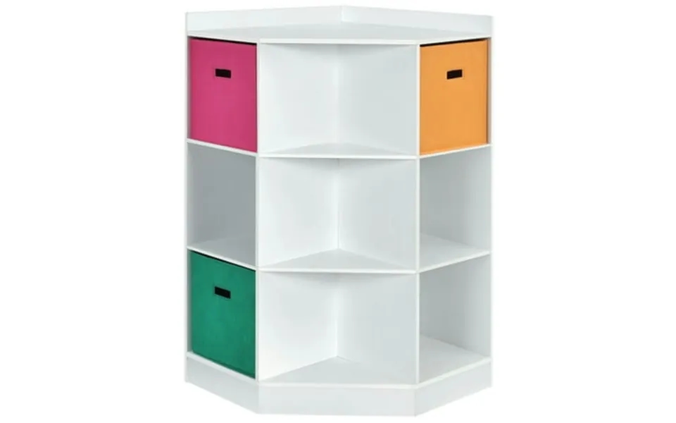 Spaco 3-tier Kids Storage Shelf Corner Cabinet With 3 Baskets-white Toy Organizer For Kids Boys Girls Nursery