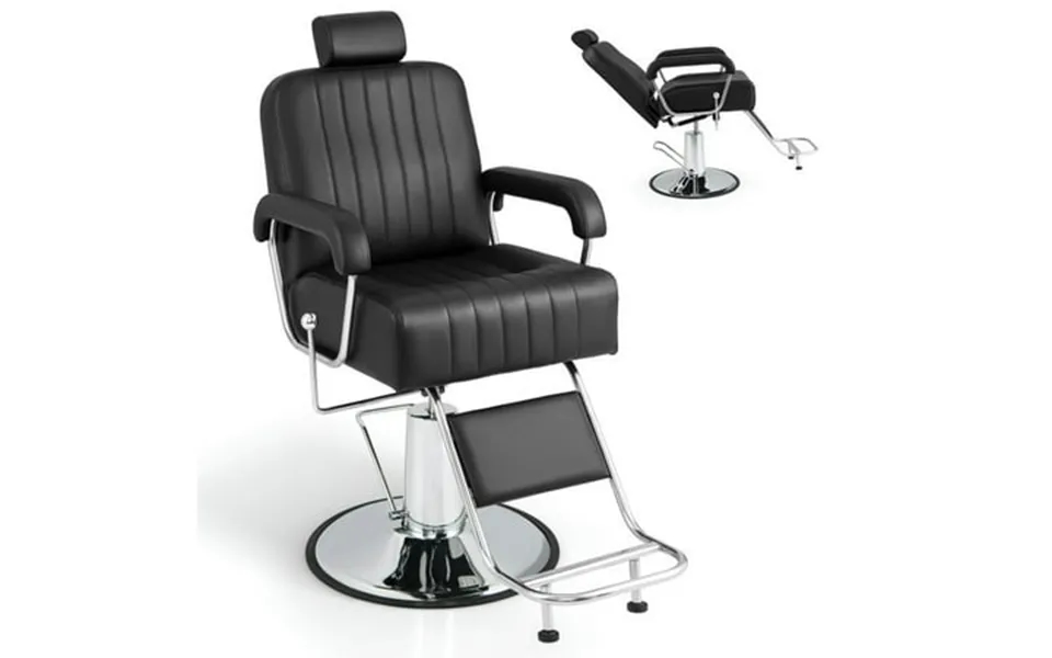 Spaco 360 Degrees Swivel Salon Hydraulic Barber Chair With Adjustable Headrest And Reclining Backrest-black Lash Bed