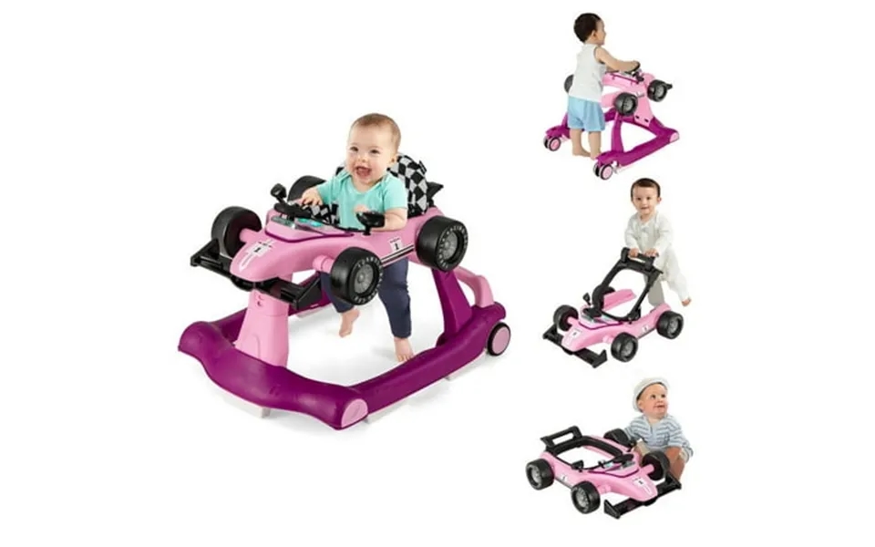 Spaco 4-in-1 Foldable Activity Push Walker With Adjustable Height-purple Baby Walker With Wheels For Boys Girls Babies