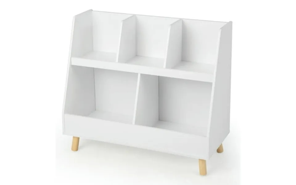 Spaco 5-cube Kids Bookshelf And Toy Organizer With Anti-tipping Kits-white Toy Organizer For Kids Boys Girls Nursery