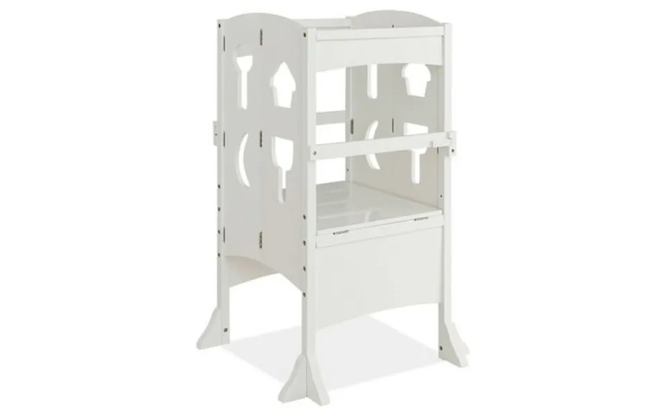 Spaco Folding Wooden Step Stool With Lockable Safety Rail For Toddler 3 -white Step Stool For Toddlers For The Bedroom B