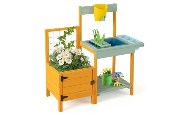 Spaco Kids Outdoor Potting Bench Kids Potting Bench With See-through Window Outdoor Toys For Kids 3-10 Yellow product image