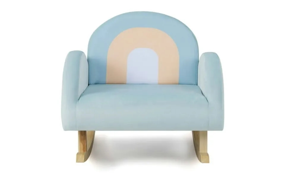 Spaco Toddler Rocking Chair With Solid Rubber Wood Frame Soft Velvet Cover-blue Kids Couch For Kids