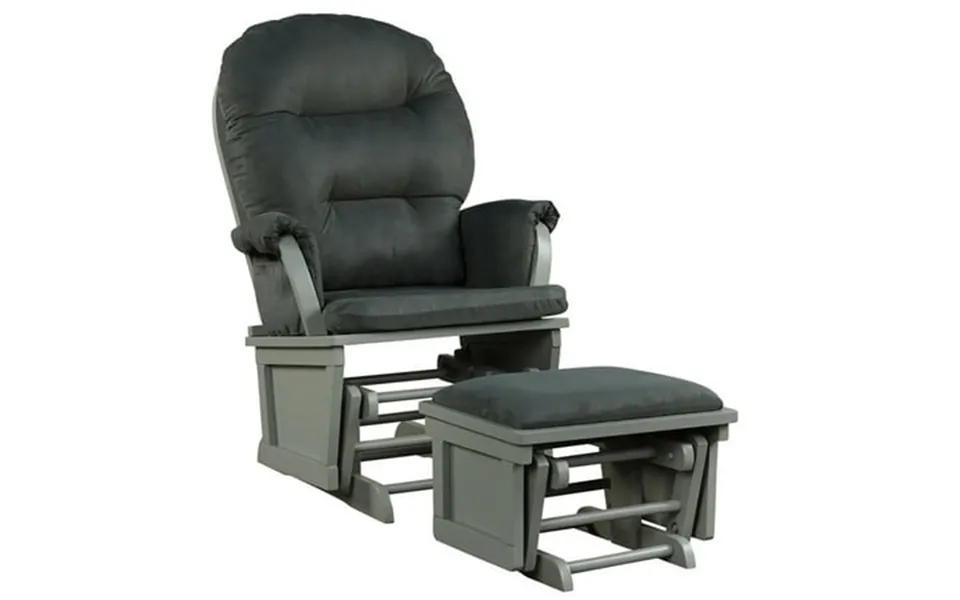 Spaco Wood Baby Glider And Ottoman Cushion Set With Padded Armrests For Nursing-gray Single Sofa Home Theater Seating Of