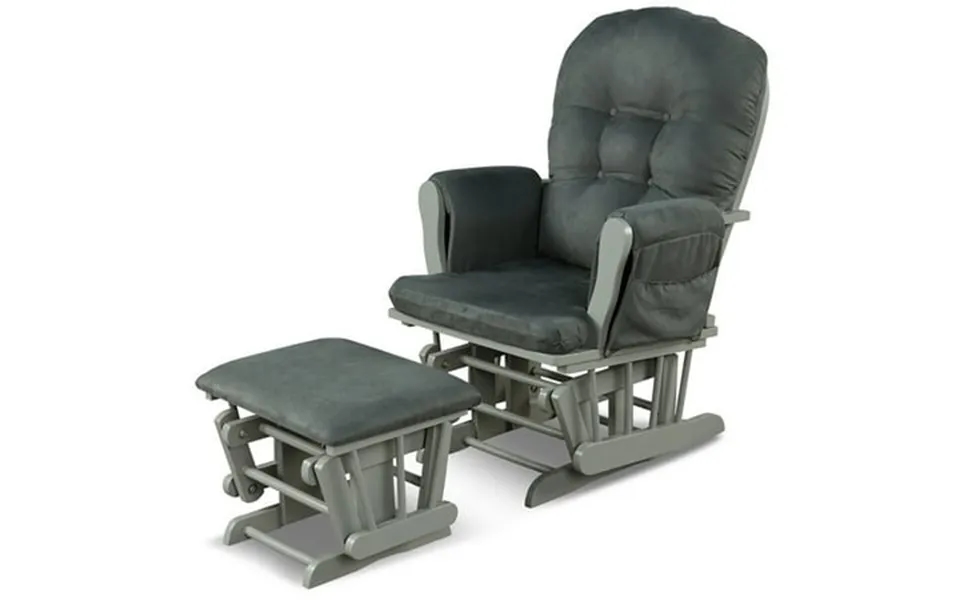 Spaco Wood Glider And Ottoman Set With Padded Armrests And Detachable Cushion-dark Gray Single Sofa Home Theater Seating