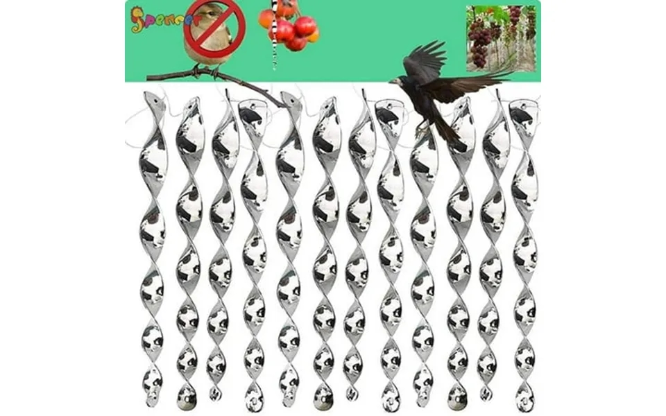 Spencer 12pcs Bird Scare Rods Hanging Repellent Reflective Ornamental Spiral Deterrent To Keep Birds Away Protect Home A