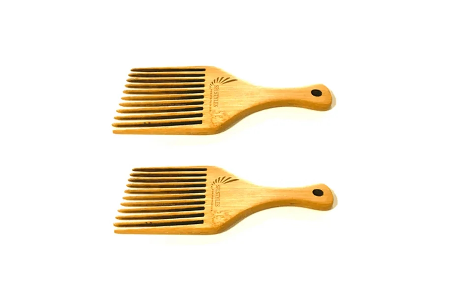 Spi Styles Natural Wood Essential Oil Infused Afro Hair And Beard -wide Tooth Pick Scalp Massage Detangling Comb 2 Pack