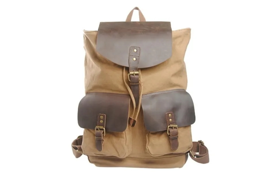Sport Cowhide Leather Cotton Canvas Backpack C12.kk