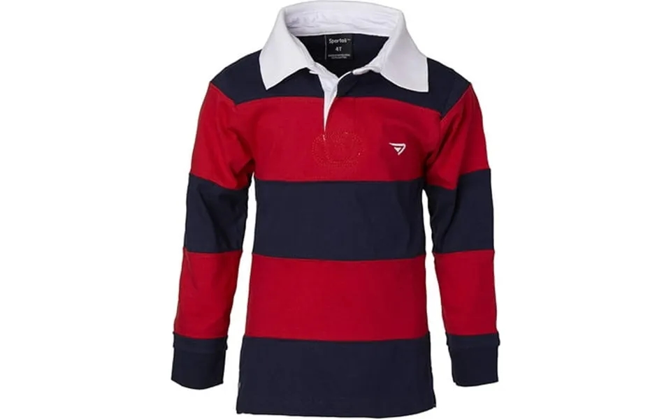 Sportoli Little Boys 100% Cotton Wide Striped Long Sleeve Polo Rugby Shirt - Red Size 3