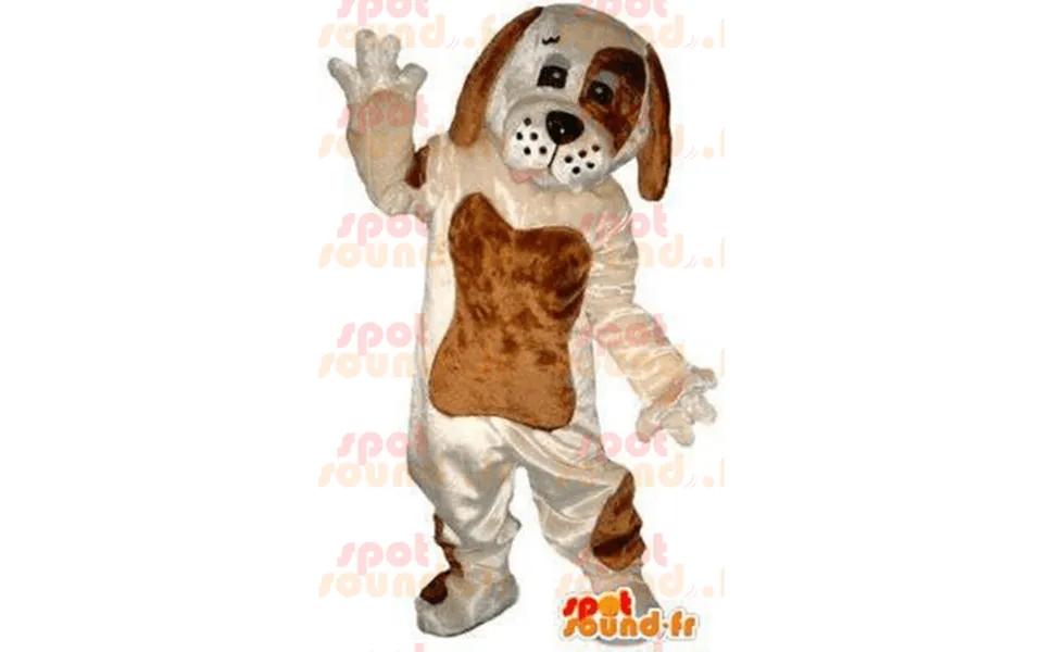 Spotsound Mascot Of White And Brown Dog. Dog Costume