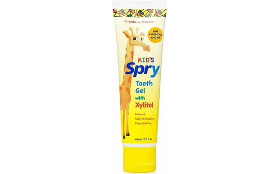 Spry Xylitol Natural Tooth Gel Fluoride-free Strawberry Banana Flavor 2 Fl Oz 1 Pack For Kids 3 Months Plus