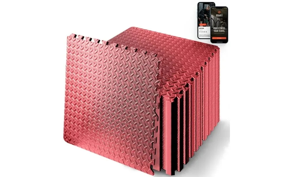 Squatz 50 Pcs. Thick Puzzle Exercise Mat For Gym Equipment And Cushion For Workouts Red