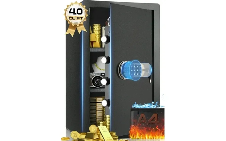 Srwtrchry 4.0 Cu.ft. Safe With Newer External Power Keypad And Alarm System Fire And Water Resistant Safe For Family And