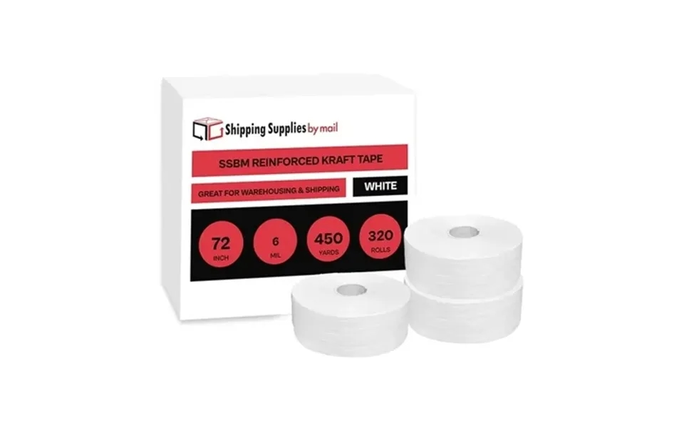 Ssbm Gummed Tape 2.83 X 150 Yards Kraft White Industrial Use Tamper-evident Seal 320 Rolls