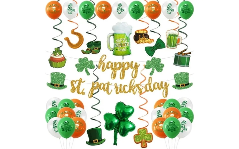 St. Patrick S Day Holiday Party Decoration Set Irish Day Flag Spiral Supplies Four Piece Set