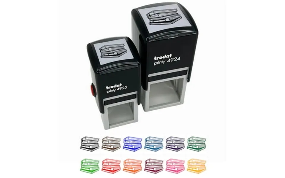 Stack Pile Of Books Reading Self-inking Rubber Stamp Ink Stamper - Red Ink