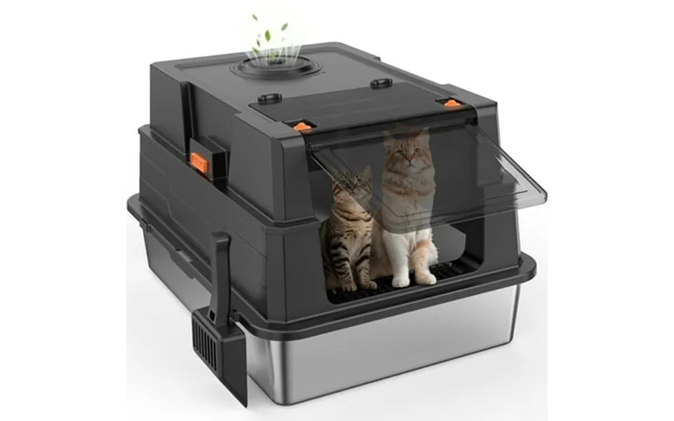 Stainless Steel Litter Box With Lid Extra Large Enclosed Metal Cat Box Front Entry Top Exit Kitty Litter Box With Litter