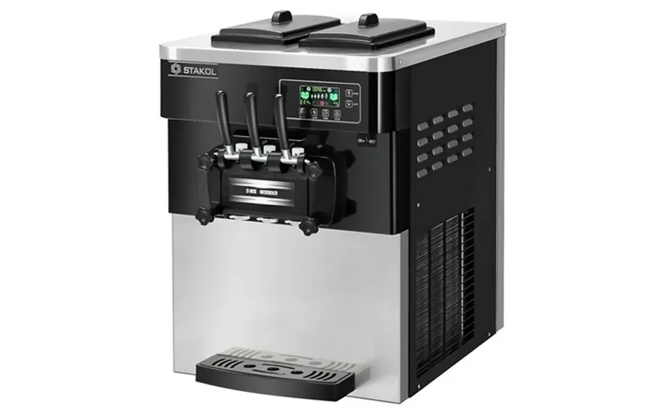 Stakol 2200w Commercial 3 Flavor Ice Cream Machine Stainless Steel 20-28l H Lcd Display