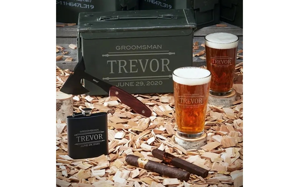 Stanford Personalized .50 Cal Ammo Can And Pint Glasses Gift Set