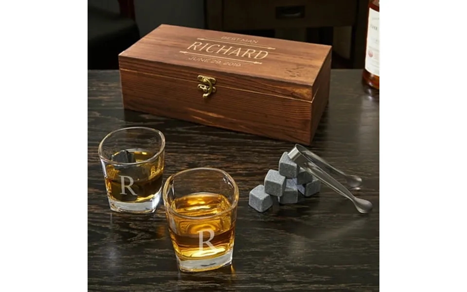 Stanford Personalized Whiskey Stones And Glasses Gift Set