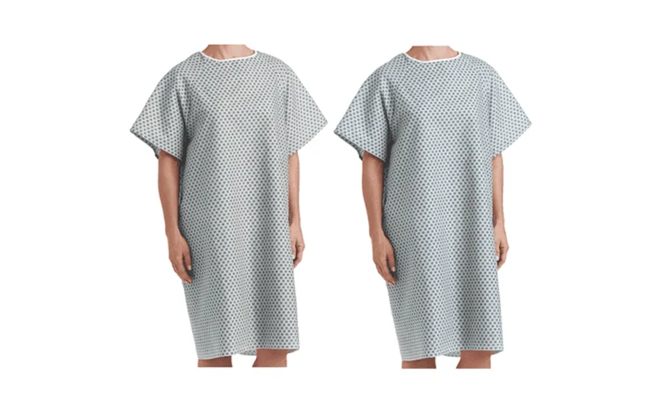 Star Linen Petite Patient Gowns 12 White 12 Blue Back Tie Closures - 24 Count