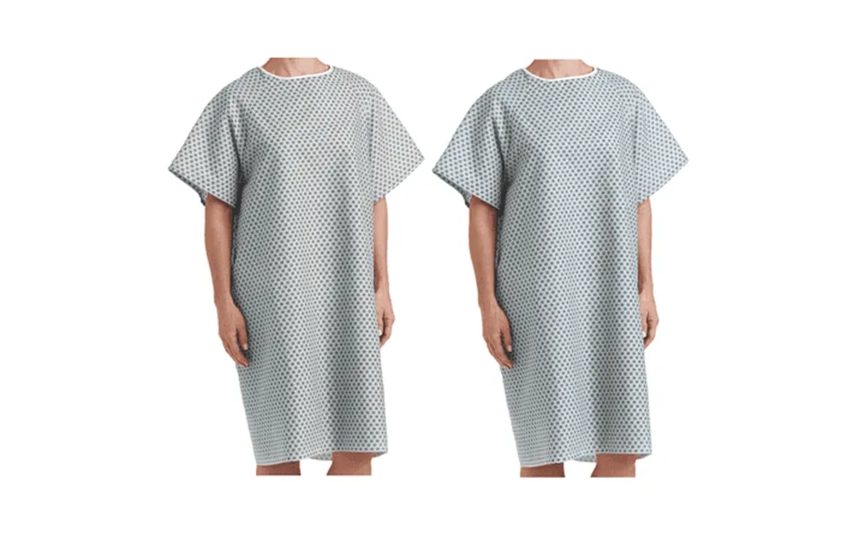 Star Linen Petite Patient Gowns 24 White 24 Blue Back Tie Closures - 48 Count