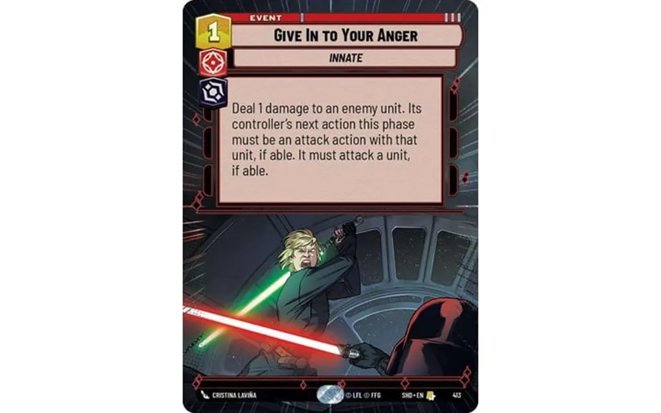 Star Wars Unlimited Shadows Of The Galaxy Rare Give In To Your Anger 413 Hyperspace Foil