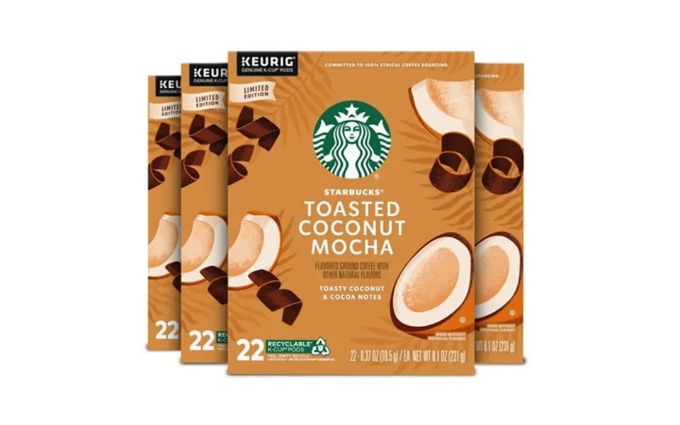 Starbucks Toasted Coconut Mocha Flavored K-cup Coffee Pods 100% Arabica 88 Count