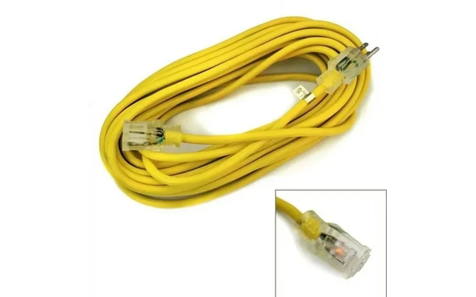 Stark Usa 25ft Lighted Outdoor Extension Cord - 12 3 Sjtw Heavy Duty Yellow Extension Cable Extension Cable With 3 Prong