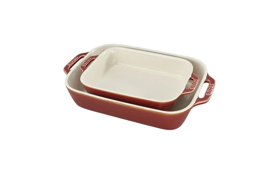 Staub Ceramic 2-pc Rectangular Baking Dish Set - Rustic Red