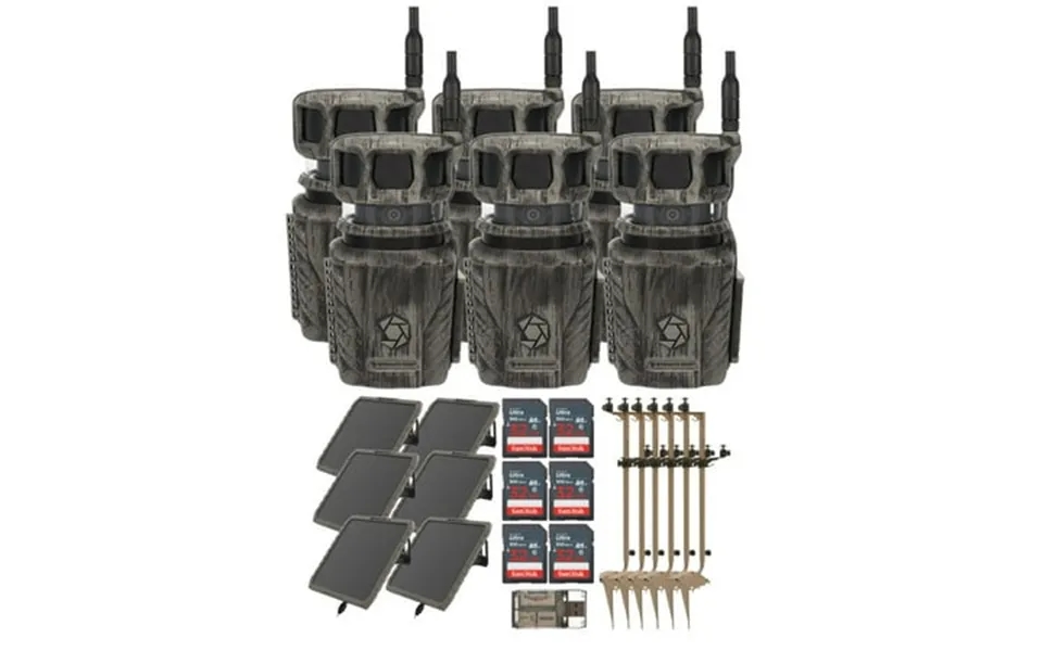 Stealth Cam Revolver 36mp Pro 360 Degree Cellular Trail Camera 6-pack Bundle With Mounting Post 6-pack Solar Battery 6-p
