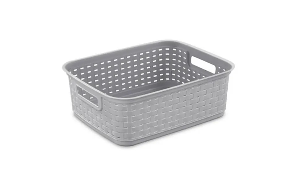 Sterilite Short Weave Wicker Pattern Storage Container Basket Gray 12 Pack