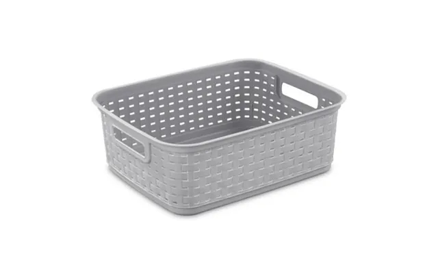 Sterilite Short Weave Wicker Pattern Storage Container Basket Gray 12 Pack product image