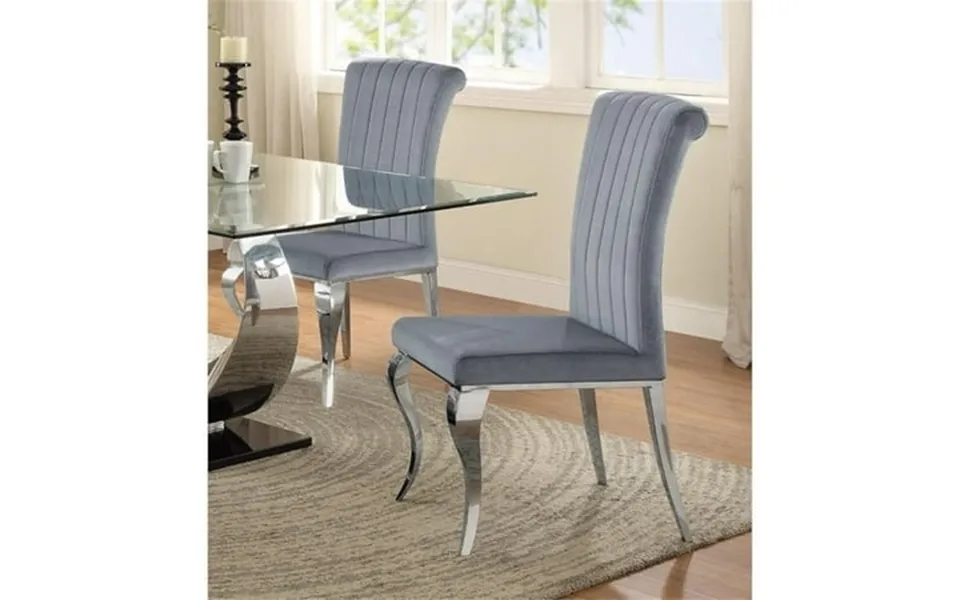 Stonecroft Bernal Upholstered Dining Side Chair In Gray And Chrome Set Of 4