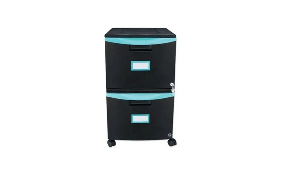 Storex 2-drawer Mobile File Cabinet 18-3 8 X 14-7 8 X 26 Teal Black